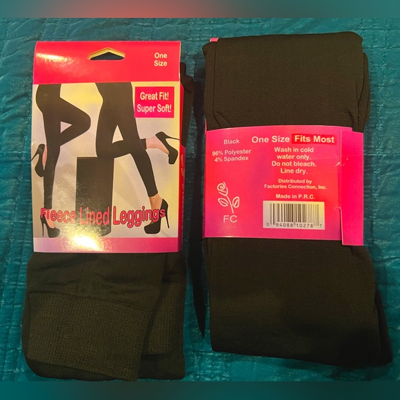 RESELLERS LOT of 12: NIP Black Fleece Lined Leggings: One size - Picture 1 of 1